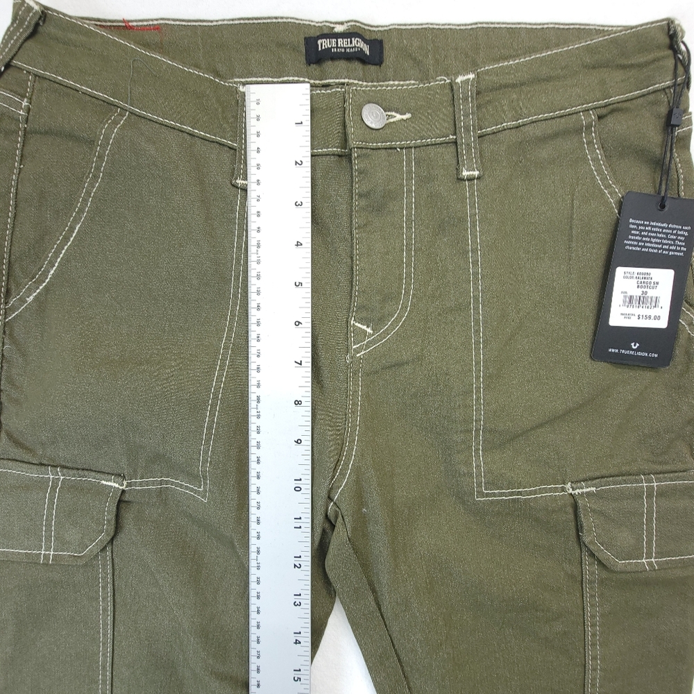 True Religion Cargo Bootcut Jeans Women’s Size 30 Kalamata Green NWT - Picture 5 of 11